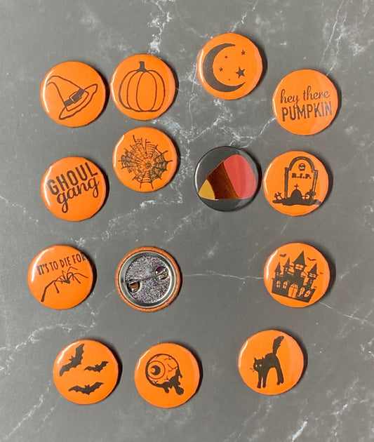 Halloween pin back buttons