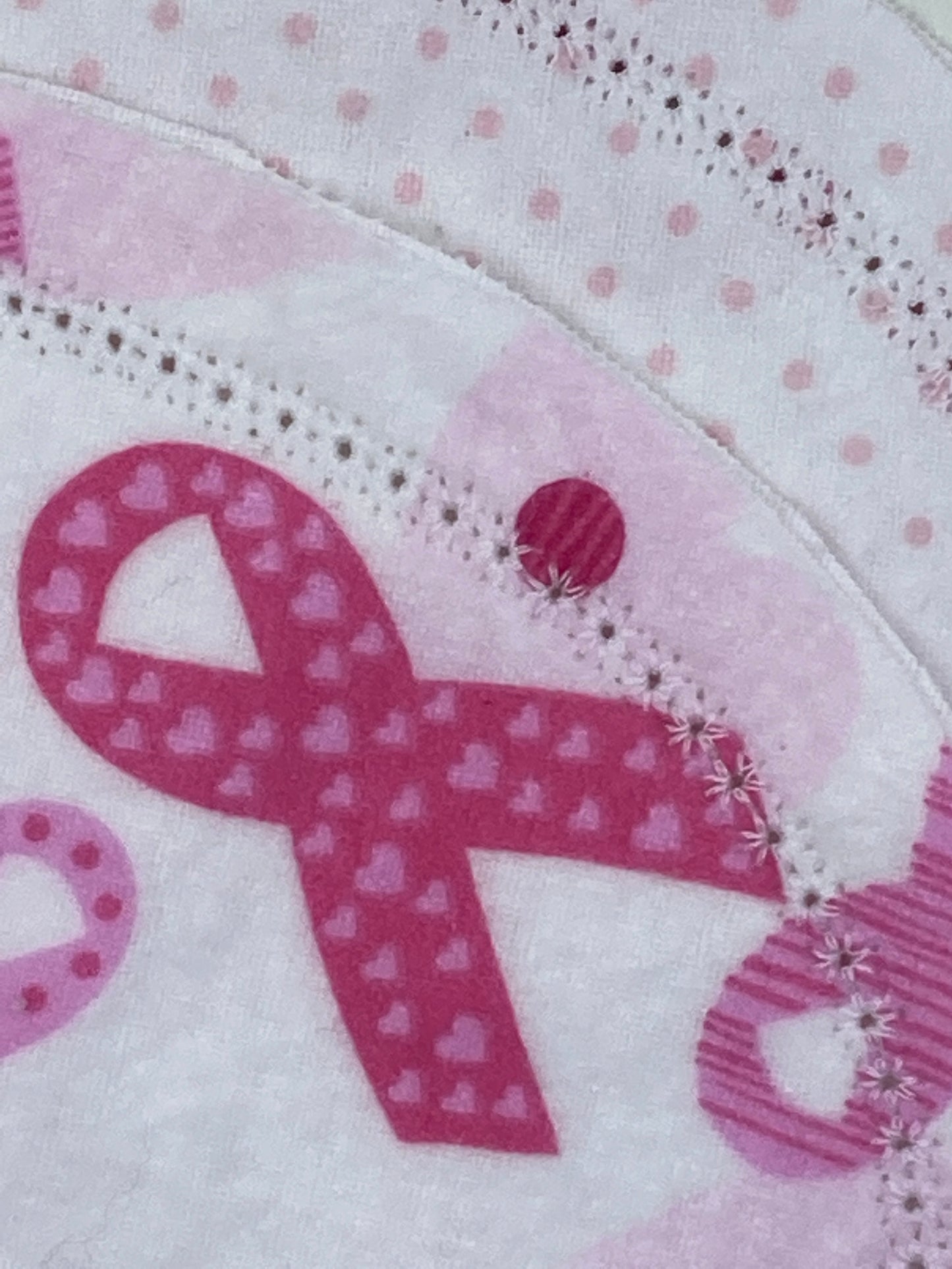 Red, Pink, and White Ribbon Hemstitched Blanket